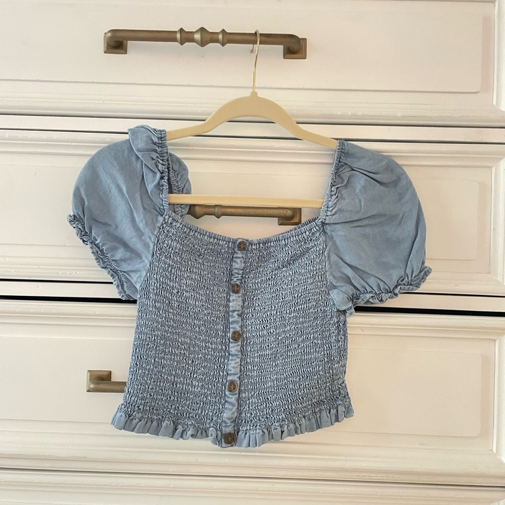 Blue ruched crop top size small!